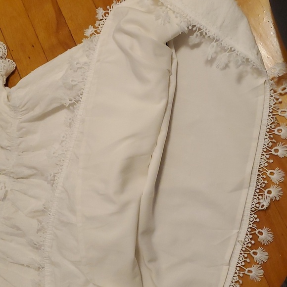 NWOT SHEIN Swiss Dot Backless Guipure Lace Trim Dress. White. Size M. - Picture 8 of 13